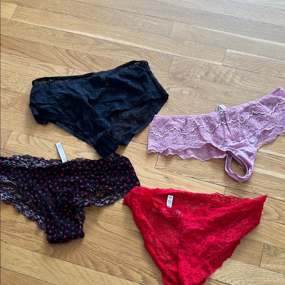 Victoria's Secret Black, Pink, Red & Lavender Lace Panty Set